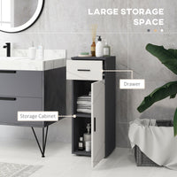 Easycomfort Mobiletto Bagno in Truciolato con Cassetto e Armadietto a 2 Livelli Regolabili, 30x30x82 cm, Grigio
