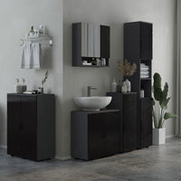 Easycomfort Mobile Sottolavabo Bagno per Piedistallo con Armadietto 2 Ante, 60x30x60cm, Nero