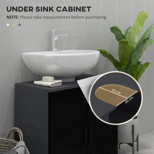 Easycomfort Mobile Sottolavabo Bagno per Piedistallo con Armadietto 2 Ante, 60x30x60cm, Nero