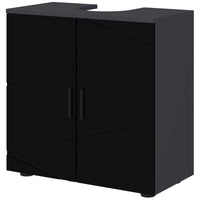 Easycomfort Mobile Sottolavabo Bagno per Piedistallo con Armadietto 2 Ante, 60x30x60cm, Nero