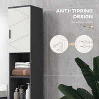 Easycomfort Colonna Bagno in Truciolato con 2 Ripiani Aperti e 2 Armadietti a 2 Livelli, 30x30x183 cm, Grigio