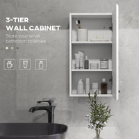 Easycomfort Mobiletto Bagno in MDF a Muro con 3 Ripiani e Ripiano Superiore Regolabile, 37x22.5x70 cm, Bianco