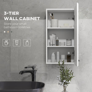 Easycomfort Mobiletto Bagno in MDF a Muro con 3 Ripiani e Ripiano Superiore Regolabile, 37x22.5x70 cm, Bianco