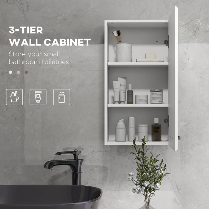 Easycomfort Mobiletto Bagno in MDF a Muro con 3 Ripiani e Ripiano Superiore Regolabile, 37x22.5x70 cm, Bianco