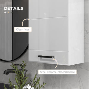 Easycomfort Mobiletto Bagno in MDF a Muro con 3 Ripiani e Ripiano Superiore Regolabile, 37x22.5x70 cm, Bianco