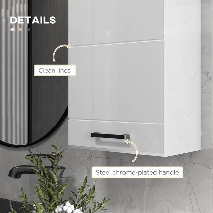 Easycomfort Mobiletto Bagno in MDF a Muro con 3 Ripiani e Ripiano Superiore Regolabile, 37x22.5x70 cm, Bianco