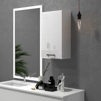 Easycomfort Mobiletto Bagno in MDF a Muro con 3 Ripiani e Ripiano Superiore Regolabile, 37x22.5x70 cm, Bianco