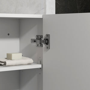 Easycomfort Mobiletto Bagno in MDF a Muro con 3 Ripiani e Ripiano Superiore Regolabile, 37x22.5x70 cm, Bianco