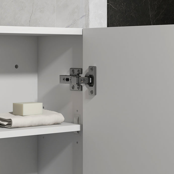 Easycomfort Mobiletto Bagno in MDF a Muro con 3 Ripiani e Ripiano Superiore Regolabile, 37x22.5x70 cm, Bianco