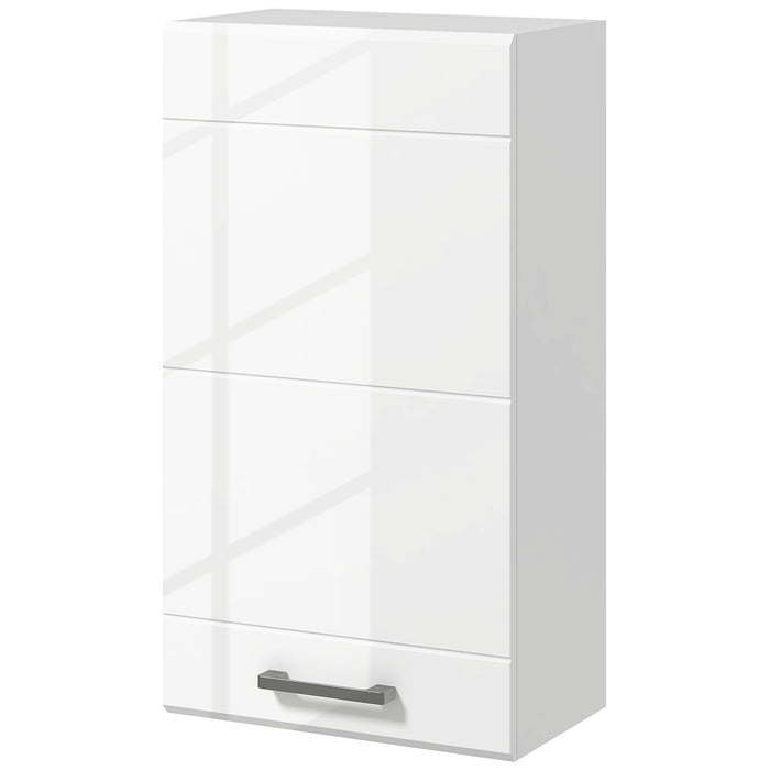 Easycomfort Mobiletto Bagno in MDF a Muro con 3 Ripiani e Ripiano Superiore Regolabile, 37x22.5x70 cm, Bianco
