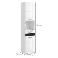 Easycomfort Colonna Bagno in MDF con Ripiano Aperto, Cassetto e Armadietto Chiuso, 37x32.5x170 cm, Bianco