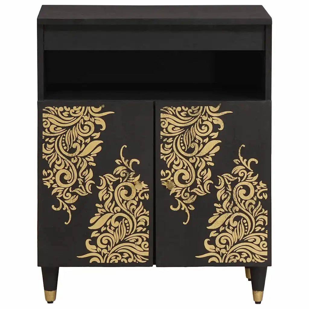Credenza con porta-Buffet-Armadio da cucina Nero 60 x 33 x 75 cm Legno di mango massello 799374