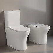 Sanitari filo muro monoblocco in ceramica bianca con sedile soft close Sara