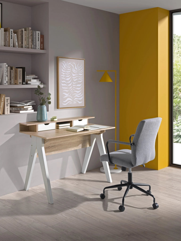 Sedia studio Hispanohogar regolabile in altezza tessuto grigio 99x64x70