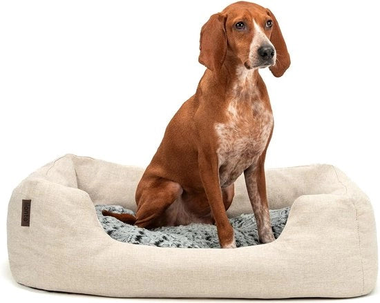 Cuscino Reversibile per Animali di Compagnia - Cuscino per Cani e Gatti - Grande Dimensione - M - 80x60 cm - Molto Morbido - Beige