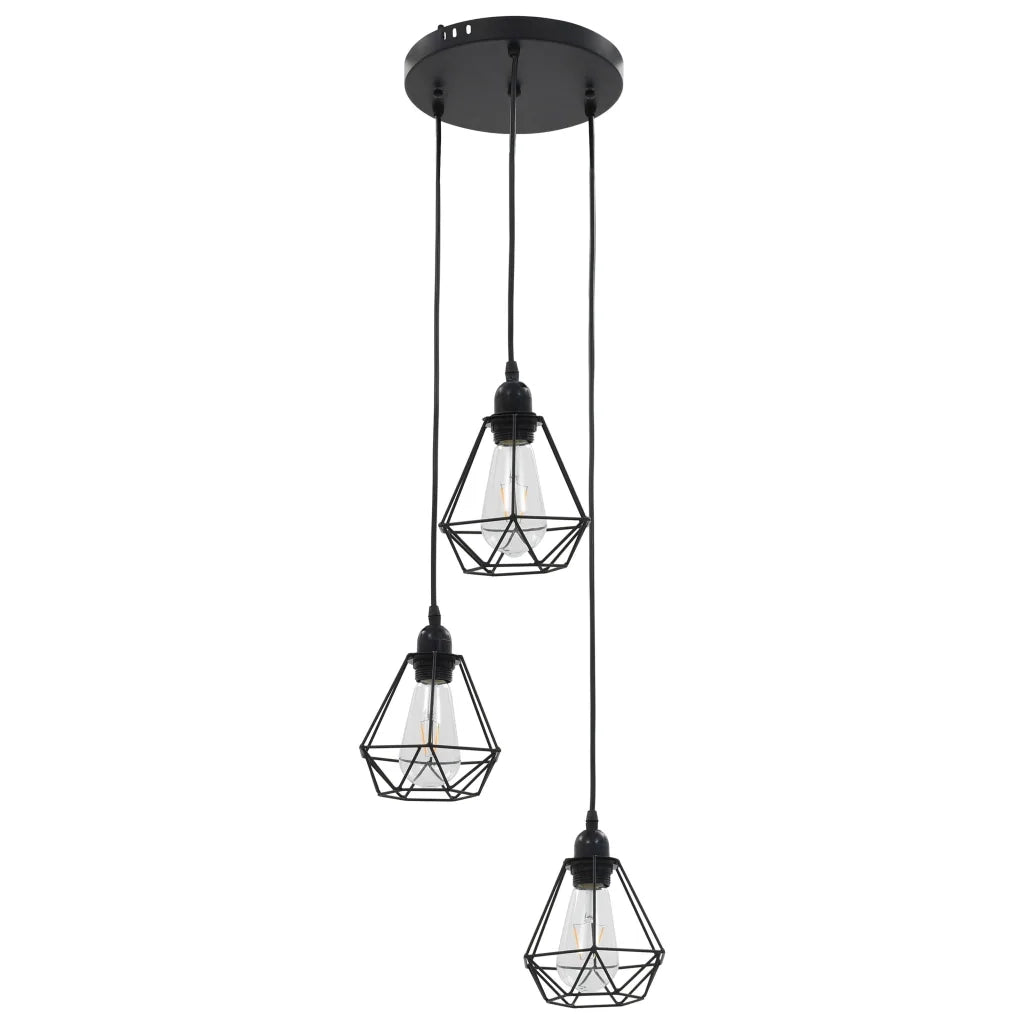 Lampadario con Design Diamante Nero 3 Lampadine E27 CFW5257374