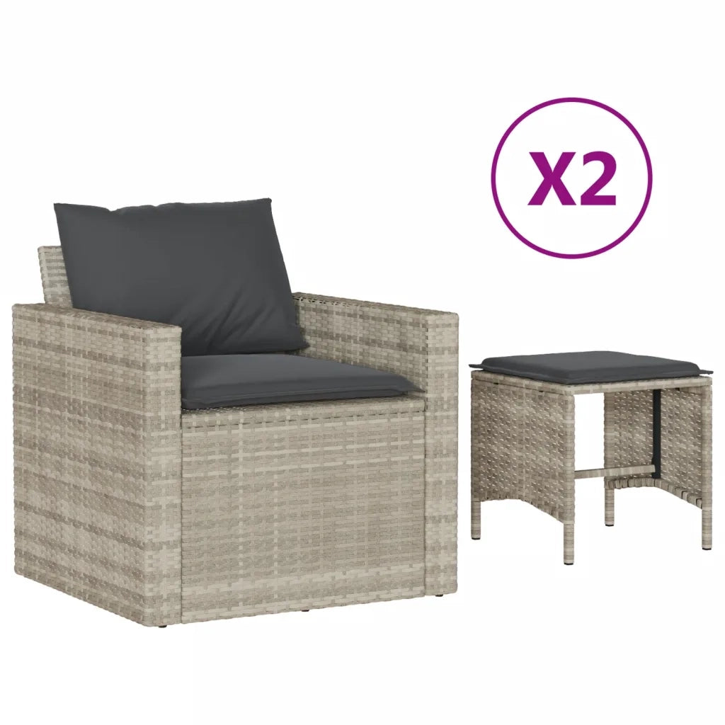 Set Divano da Giardino 4pz con Cuscini Grigio Chiaro Polyrattan