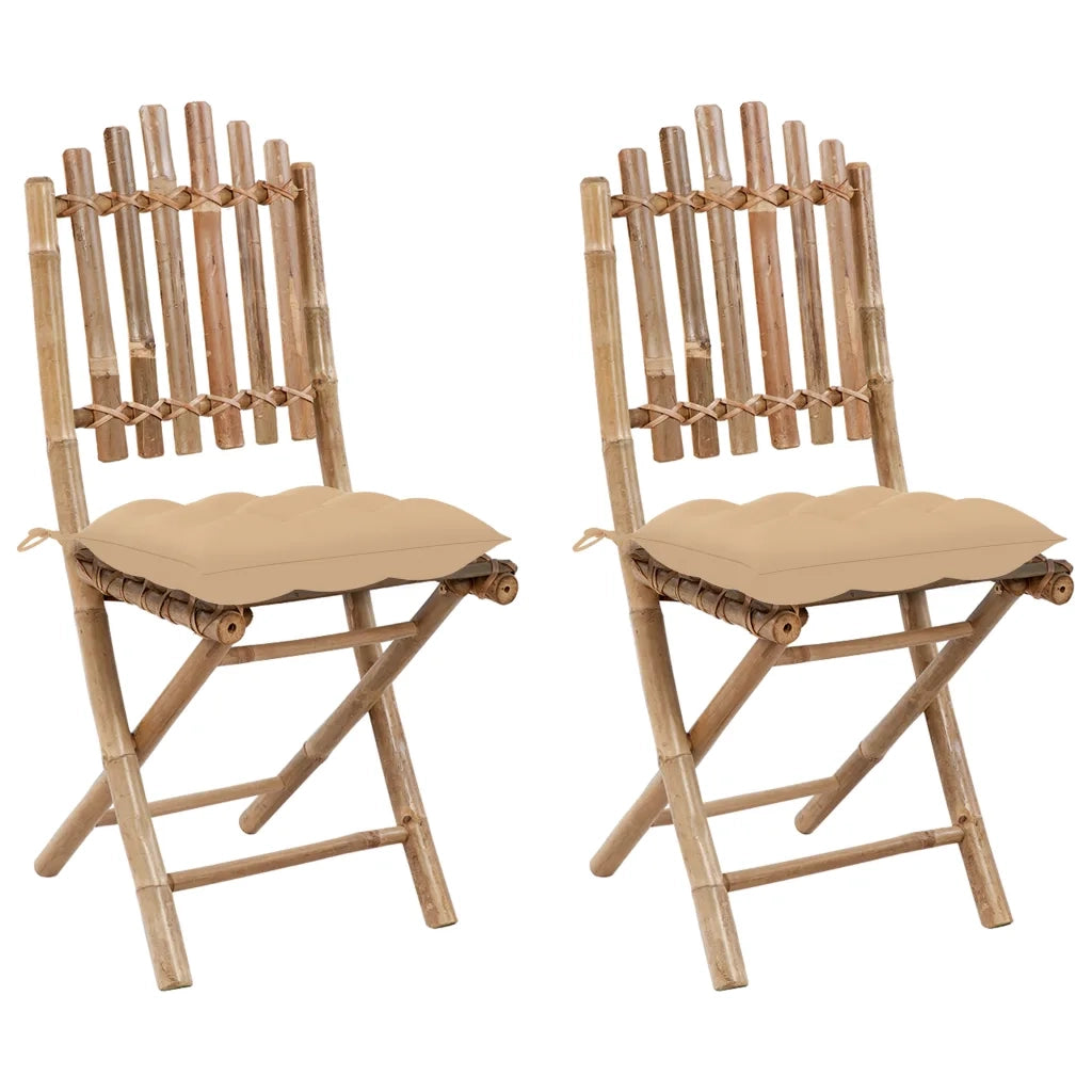 Sedie da Giardino Pieghevoli 2 pz con Cuscini in BambÃ¹ cod mxl 8304