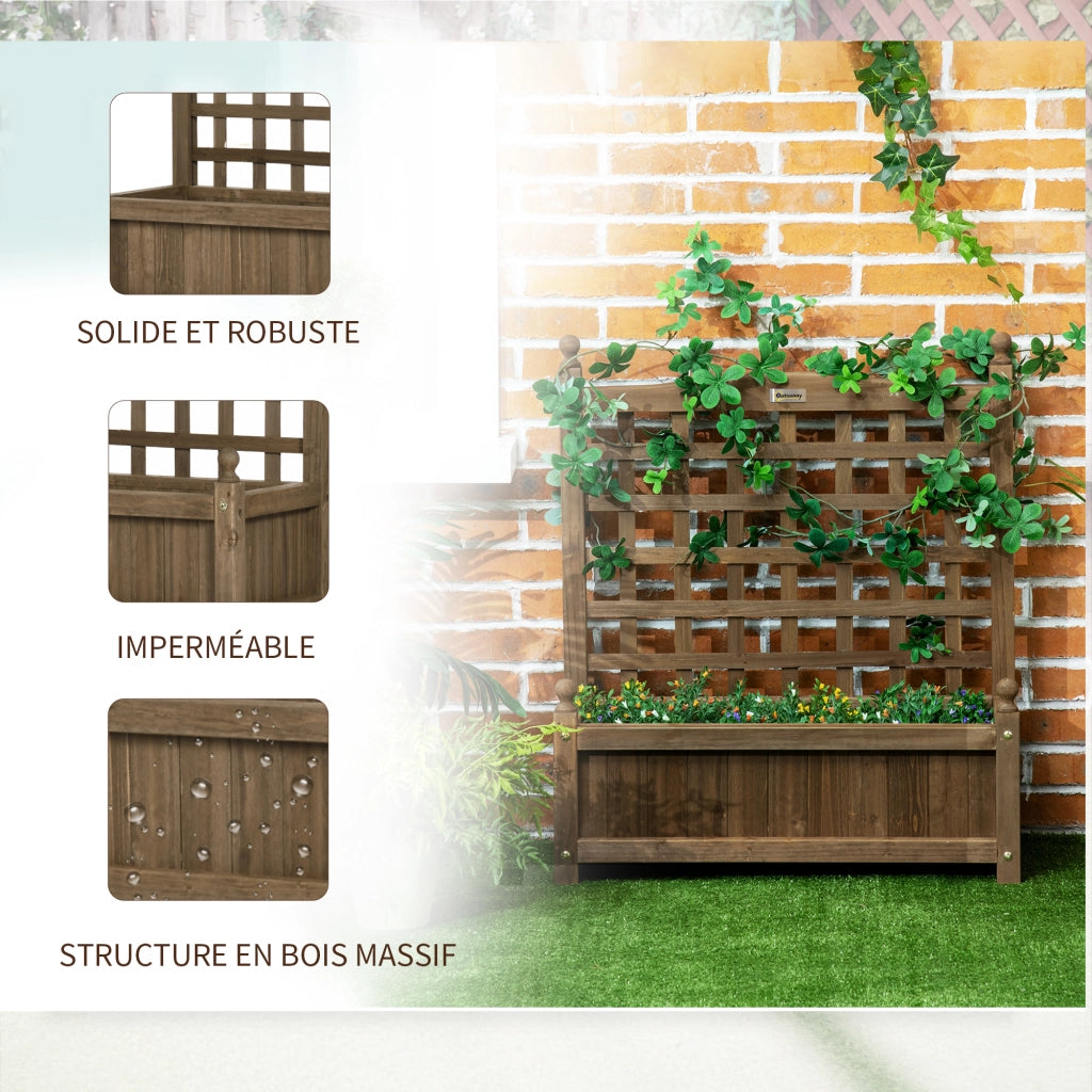 Fioriera con griglia su piedi ¨C zephmum ¨C legno massello 64x28x75 cm