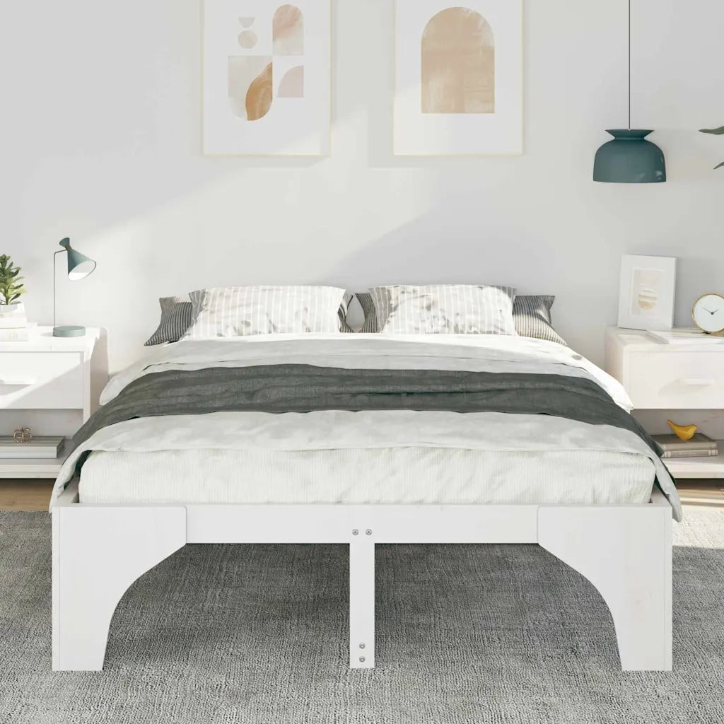 Struttura del letto Bianco 150 x 200 cm Pino massello