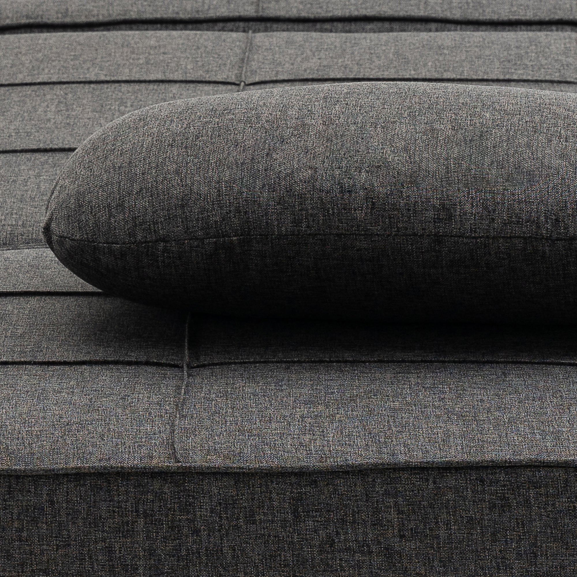 Pouf Letto Poltrona Schienale Reclinabile 95x179x78 cm in Tessuto Effetto Lino Grigio