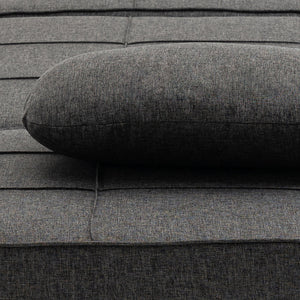 Pouf Letto Poltrona Schienale Reclinabile 95x179x78 cm in Tessuto Effetto Lino Grigio