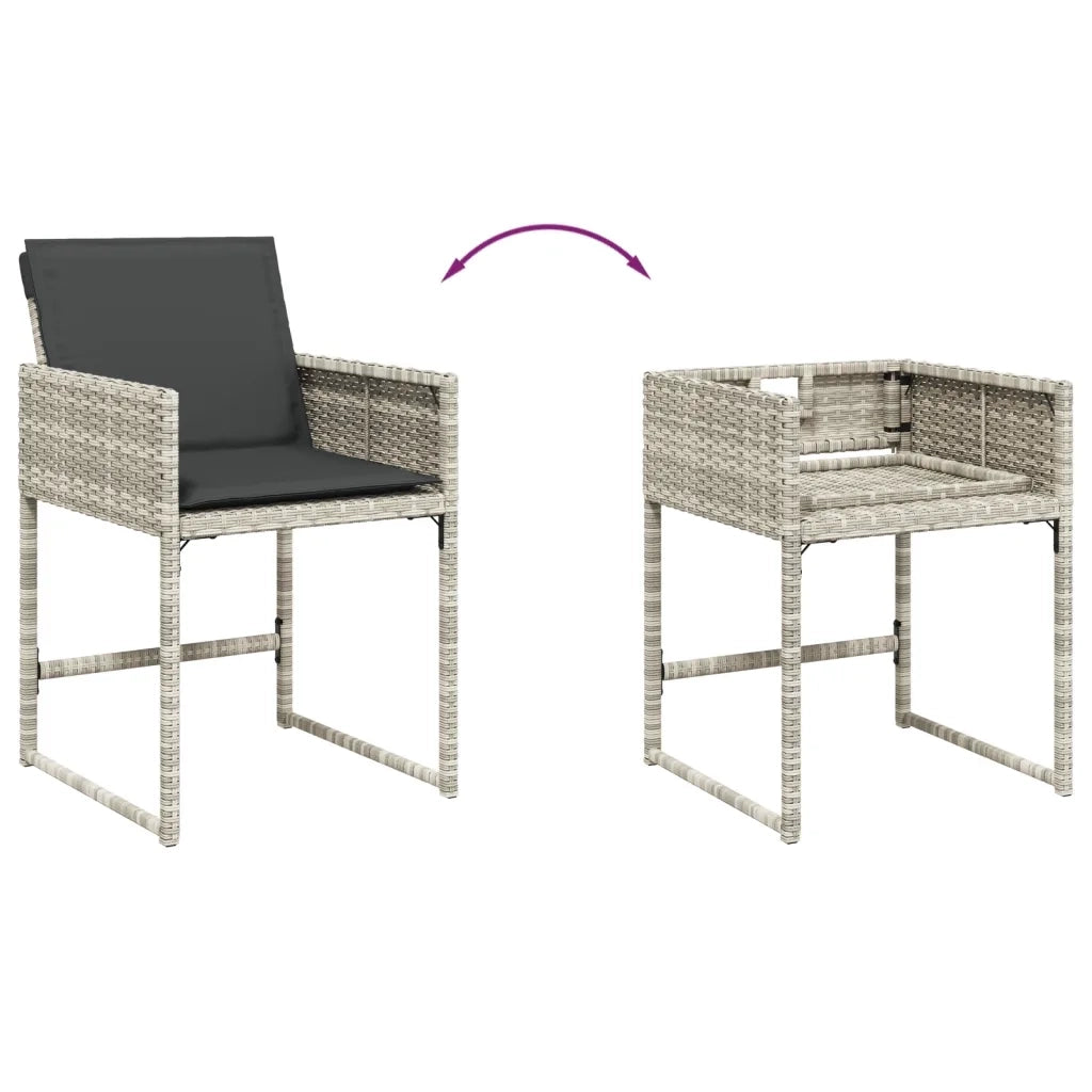 Set Pranzo Giardino 11pz con Cuscini Grigio Chiaro Polyrattan