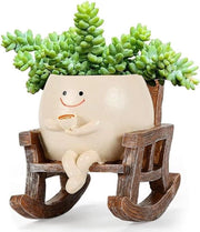 Sedia da Giardino Decorativa con Faccia di Pietra che Oscilla, Decorazione Esterna Interna per Casa Giardino, Divertente per Festa di Caffè