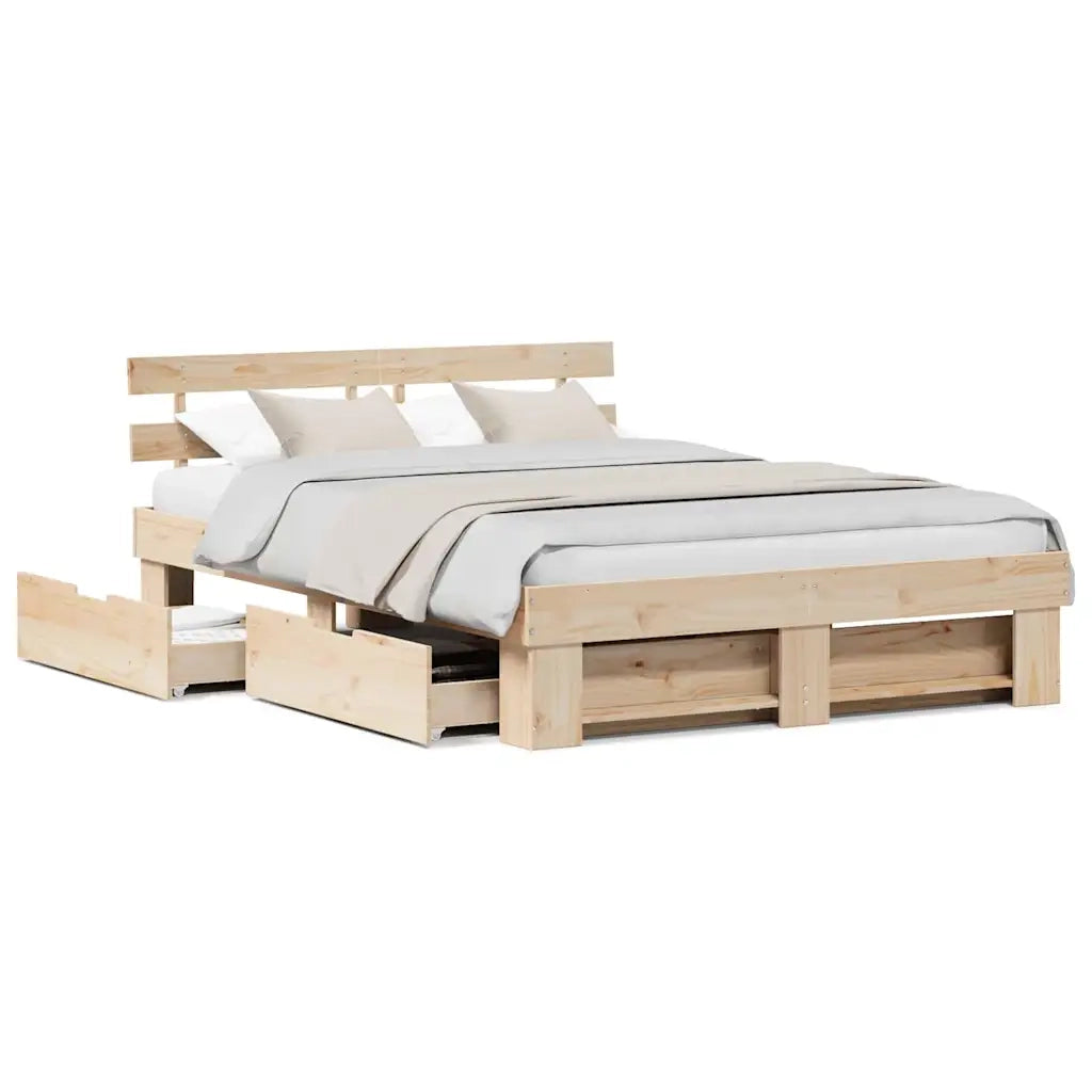 vidaXL Struttura del letto Marrone 150 x 200 cm Legno di pino massello