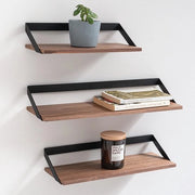 Set di 3 Pannelli Fluttuanti in Metallo e Finitura in Legno | Decorazione per Parete e Magazzino per Ogni Ambiente