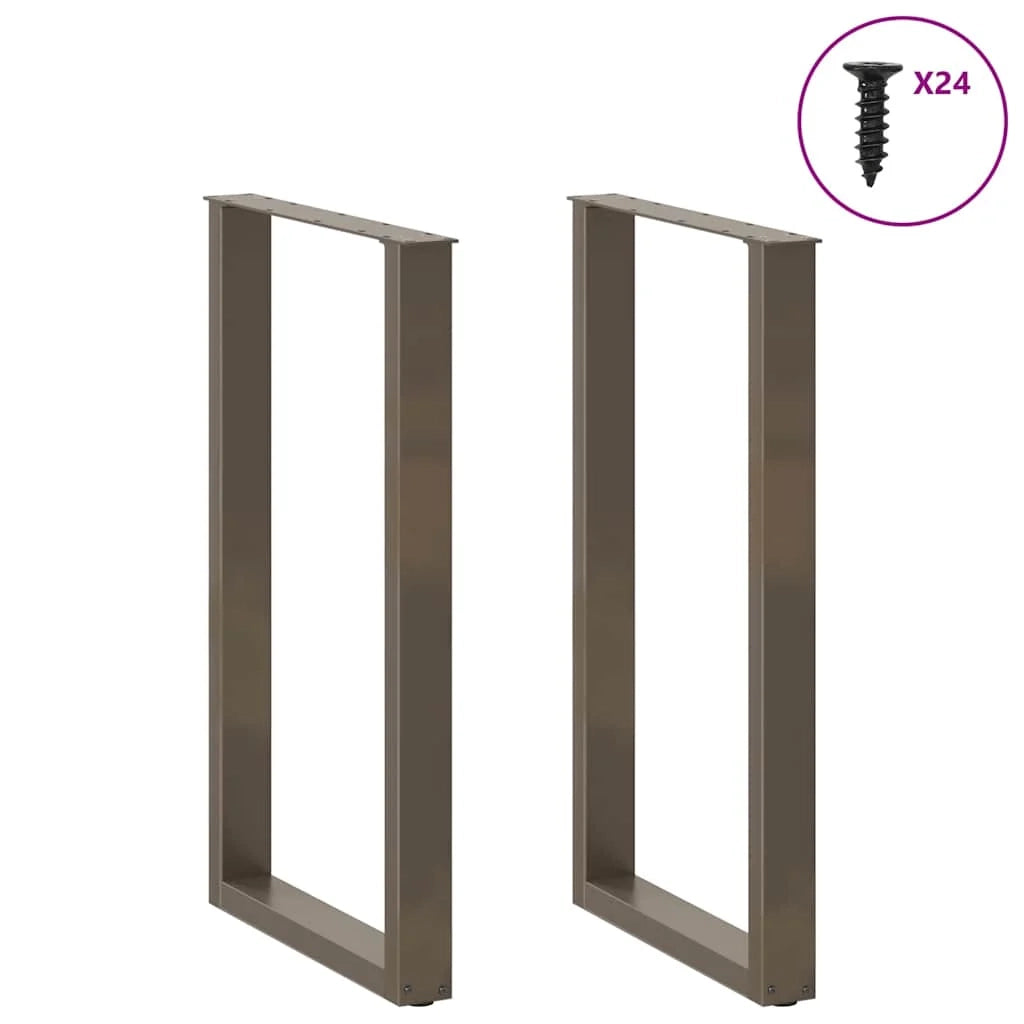 Set di 2 gambe per tavolo da bar a forma di U 60 x 100 cm stabili e moderne in acciaio naturale 02_0057479
