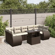 Set Divani da Giardino 8 pz con Cuscini Marrone in Polyrattan