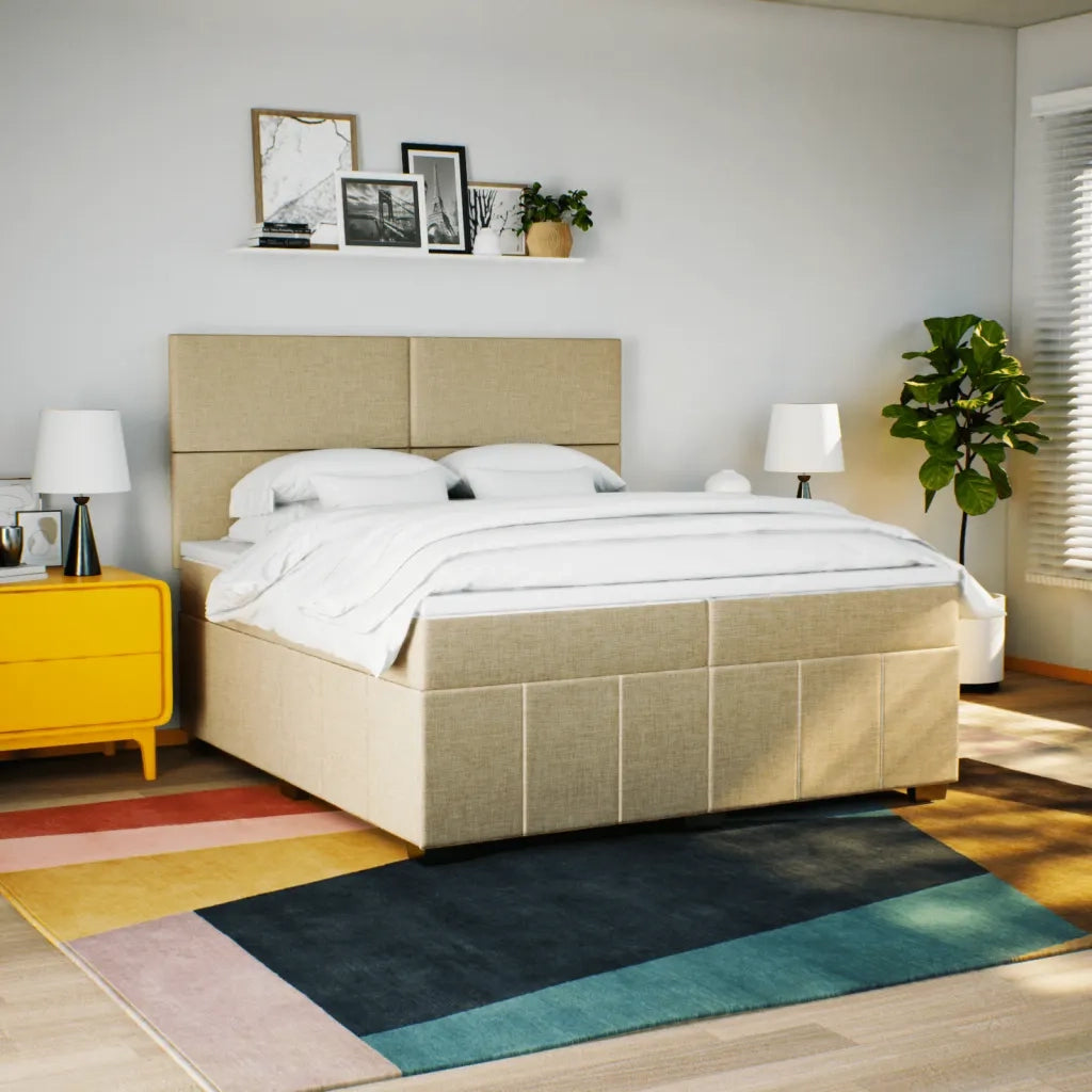 Giroletto a Molle con Materasso Crema 200x200 cm in Tessuto 3291773