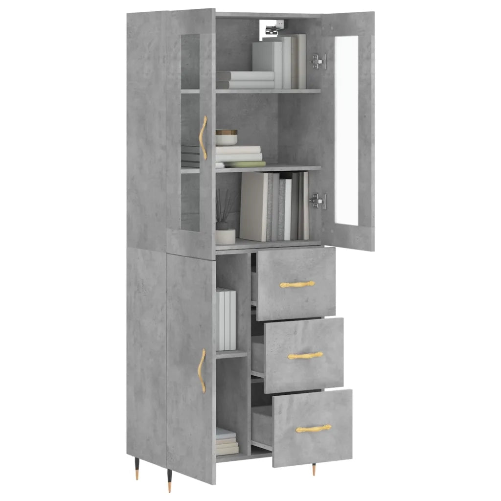 Credenza Grigio Cemento 69,5x34x180 cm in Legno Multistrato 3198453