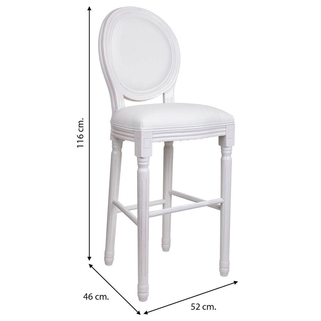 Sgabello in legno bianco 52x46x116h