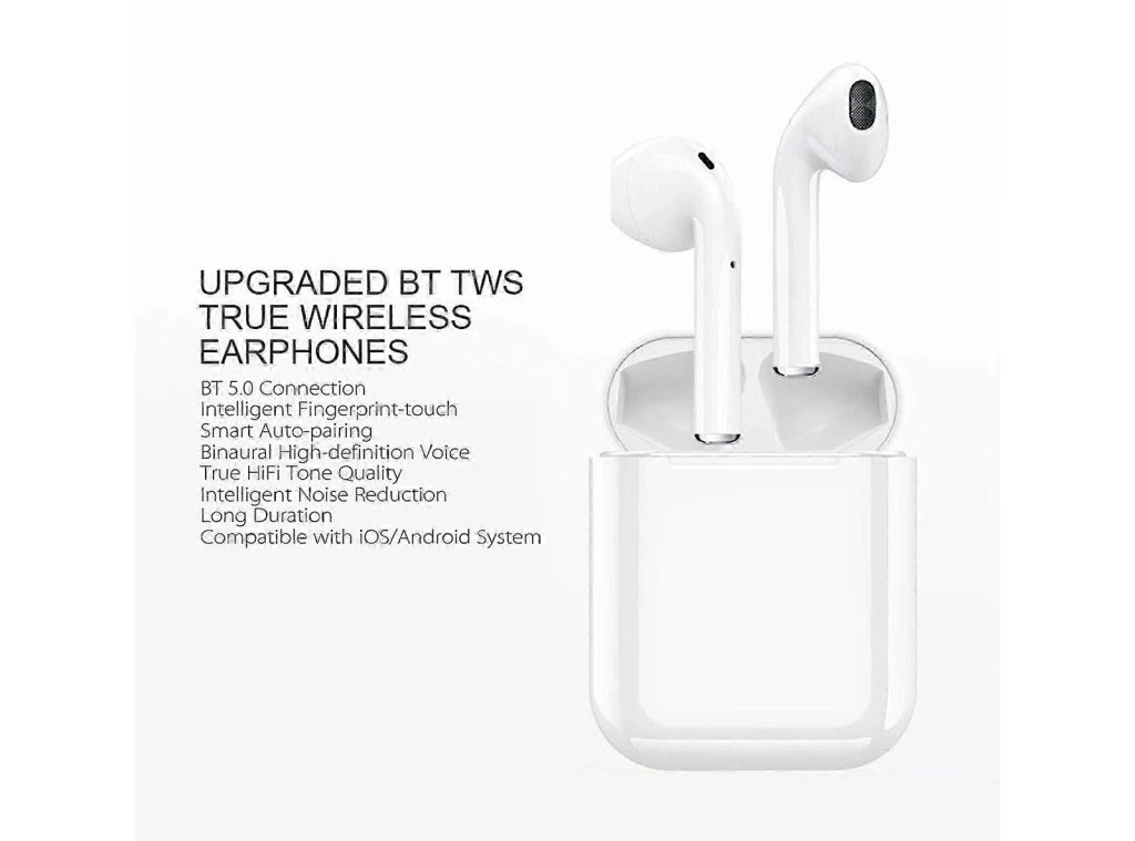 Auricolari Bluetooth 5.0 Wireless i12 TWS - Cuffie Senza Fili Stereo con Custodia di Ricarica Microfono Integrato e Comandi Touch Compatibili con iOS e Android copia