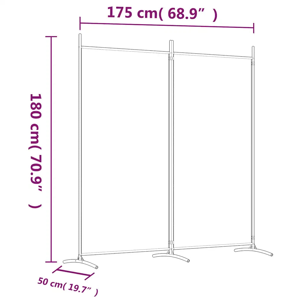 Divisorio a 2 Pannelli-Set di 2 pannelli Paravento Bianco 175x180 cm Tessuto