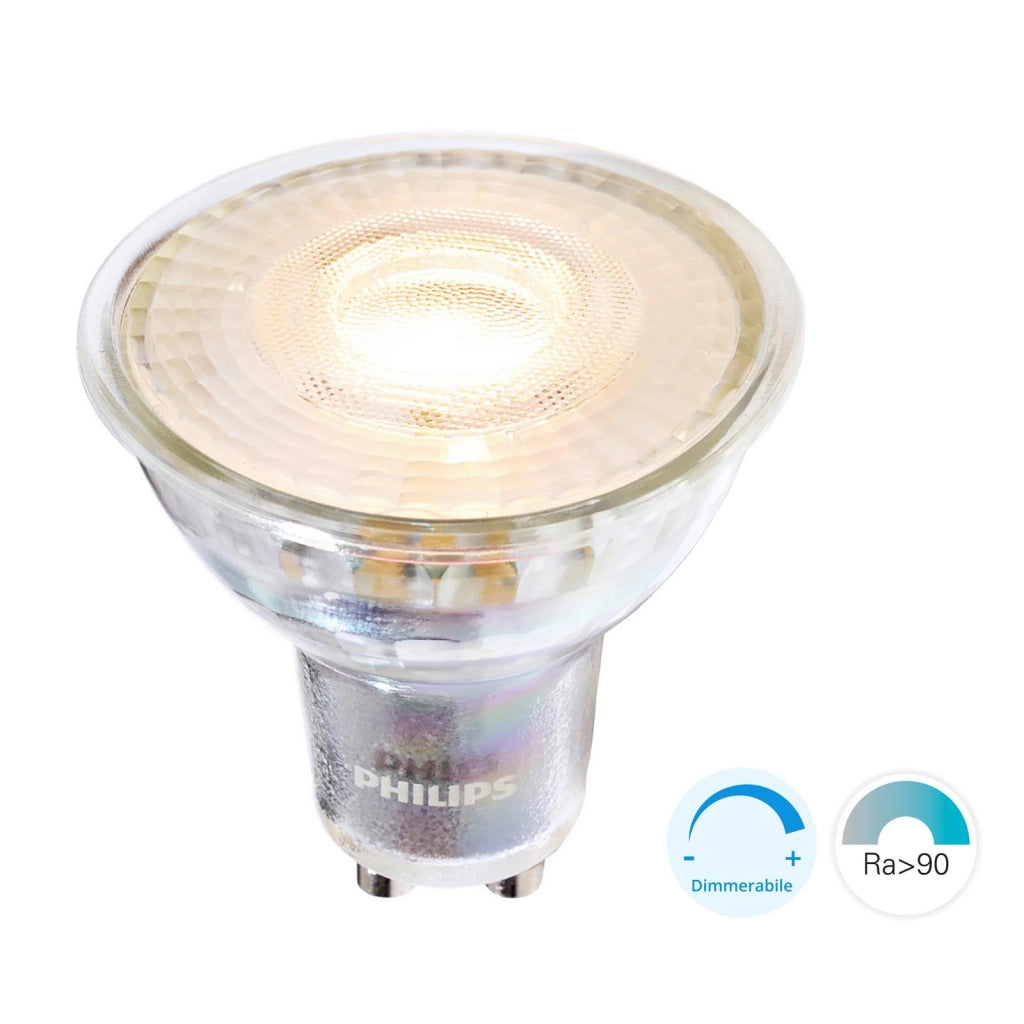 Lampadina MASTER VALUE PHILIPS LED SPOT GU10 4.9W DIMMERABILE faretto angolo luce 36 gradi 230V RA90 3000K