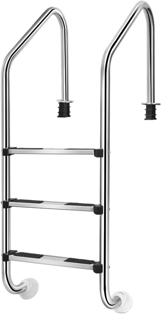 Scaletta Telescopica in Acciaio Inossidabile, Scaletta Piscina Fuori Terra a 3 Scalini Antiscivolo, Portata Fino a 150 KG, Scala per Piscina, Barca, Ponti, Pontile Galleggiante, 53 X 63 X 147 CM