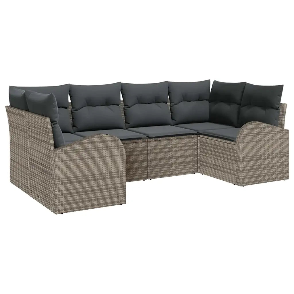 Set Divano da Giardino 6 pcs Grigio Rattan in Polipropilene