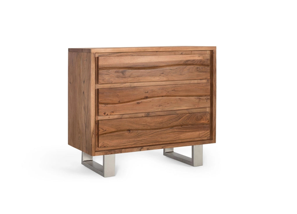 Cassettiera in legno di acacia e metallo