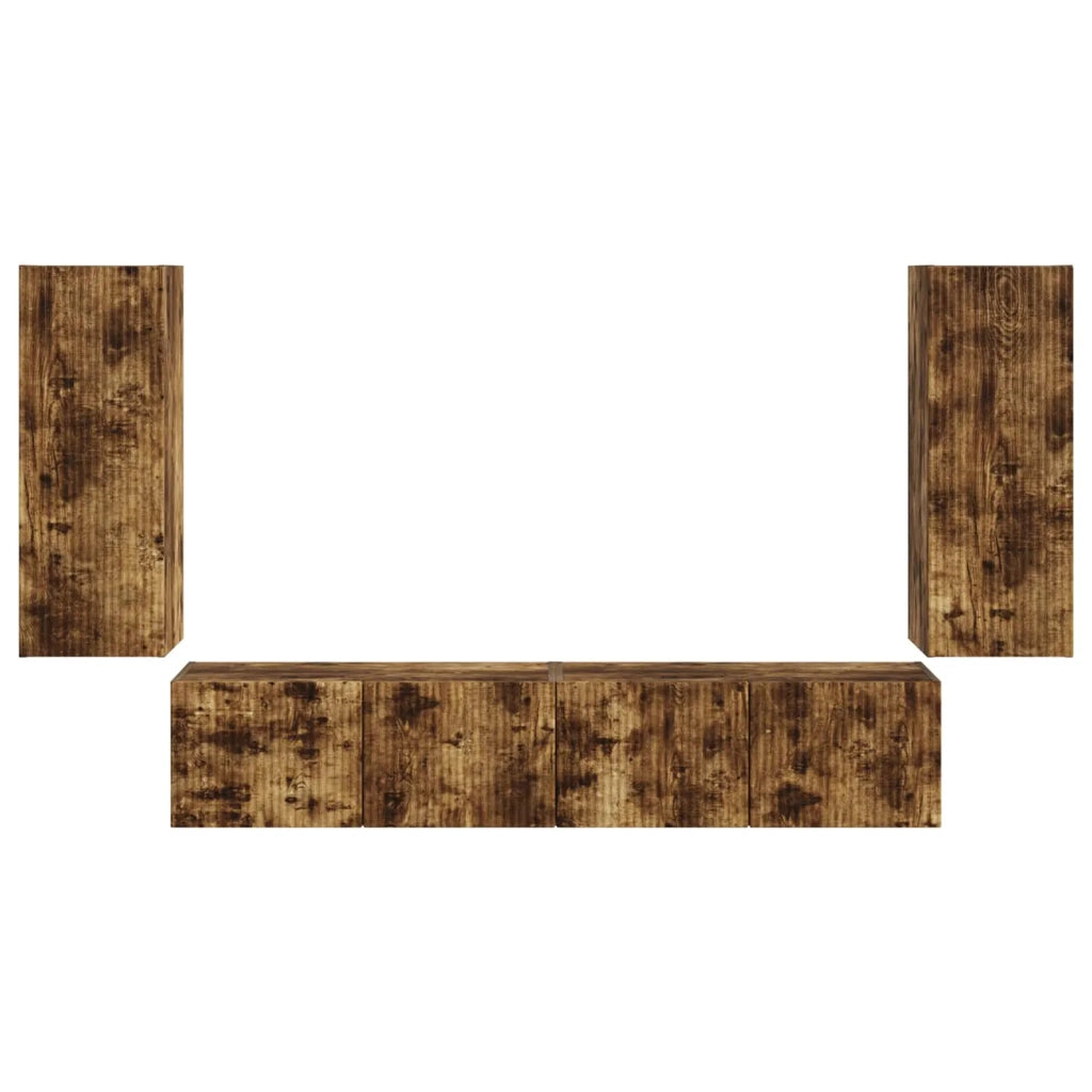 Set di Mobiletto da TV a Parete 4 pcs Rovere fumé