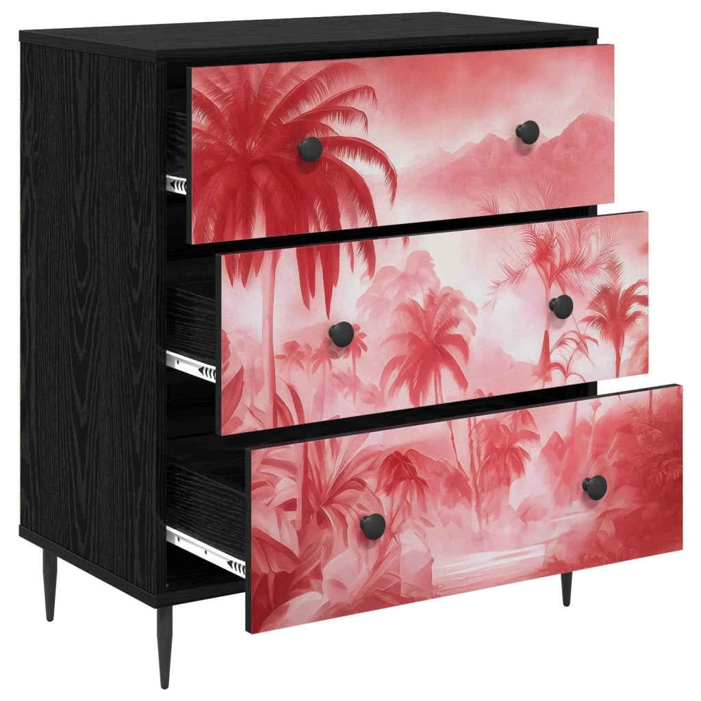 Cassettiera AACHEN Stampa di palme rosa 66 x 36,5 x 76 cm 8007386