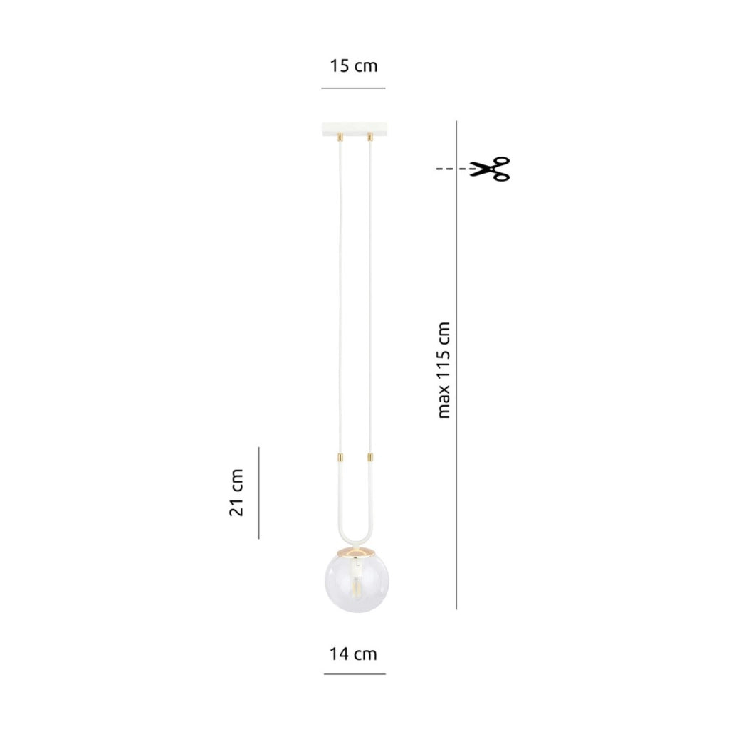 Lampada a sospensione GLAM in acciaio bianco con dettagli dorati
