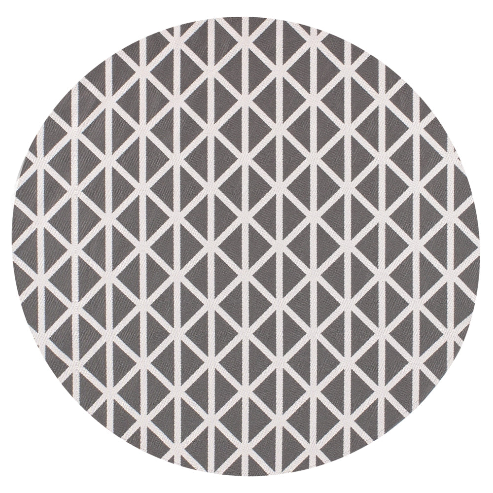 Tappeto rotondo per interni ed esterni con motivo geometrico ⌀120 cm Grigio moderno balcone patio