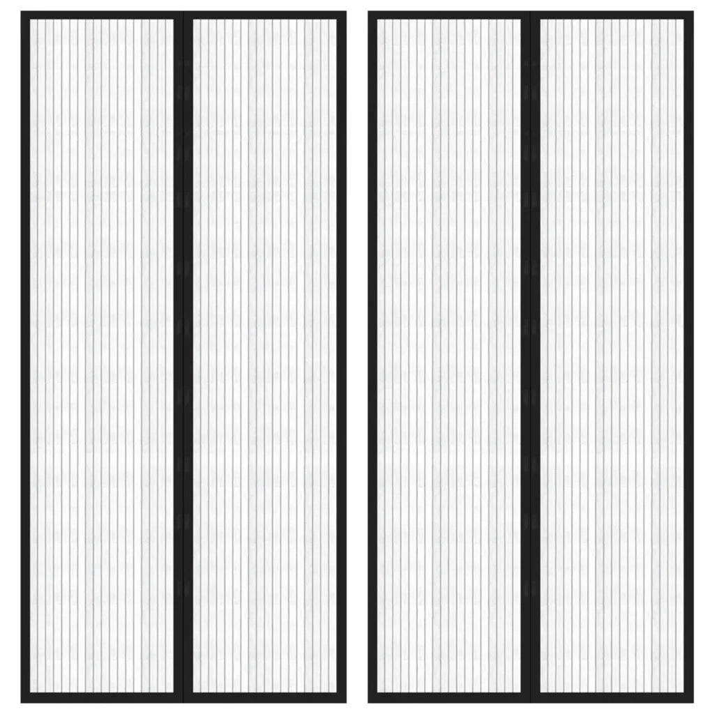 Tende Antimosche 2 pz per Porte con Magneti Nere 220x110 cm
