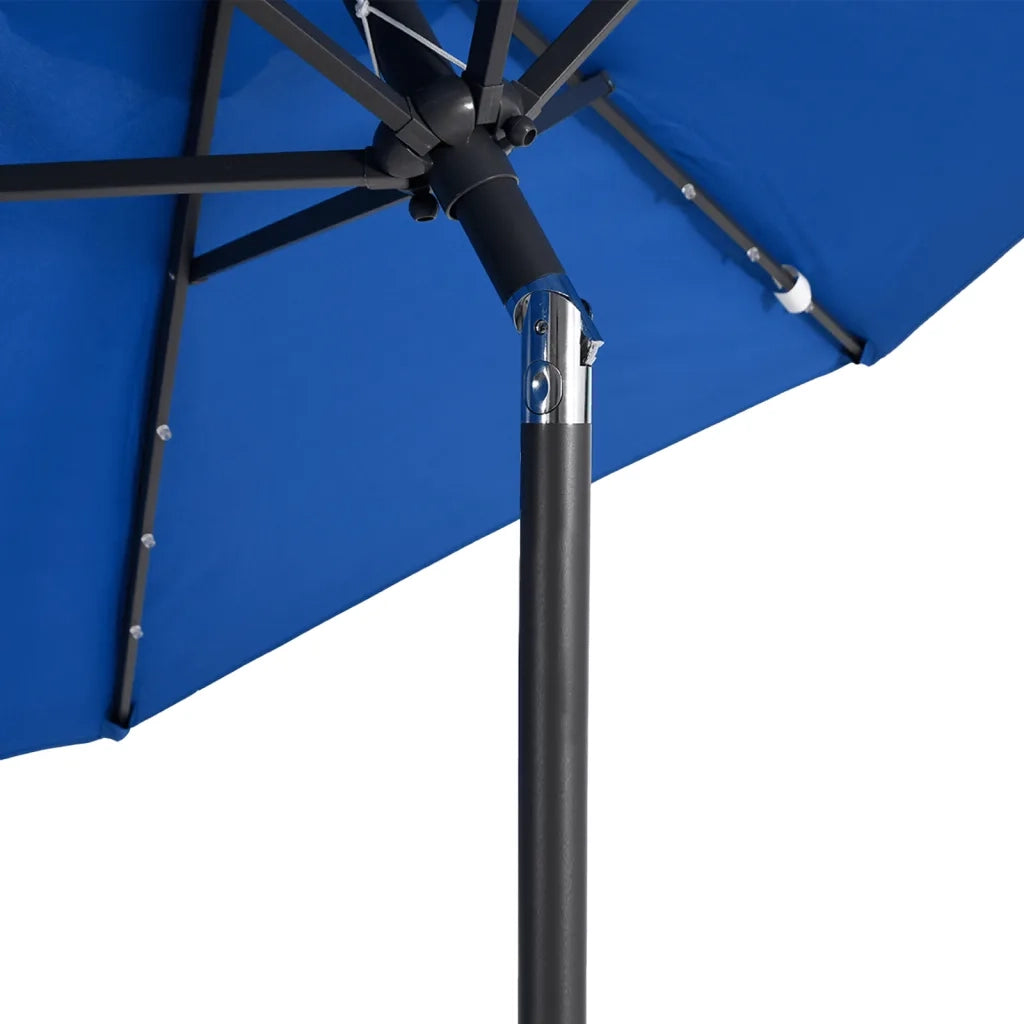vidaXL Ombrellone Giardino con LED Palo Acciaio Azzurro 225x225x212 cm