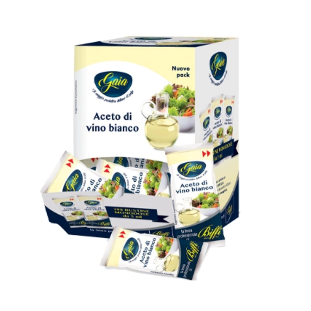 Gaia confezione di aceto di vino bianco e olio extra vergine di oliva in bustine