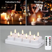 Lanterne a batterie con telecomando e timer, 8 pezzi, 3D effetto fiamma, non fumanti, con stazione di ricarica per decorazioni di Natale e Halloween (4 x 4,7 cm)
