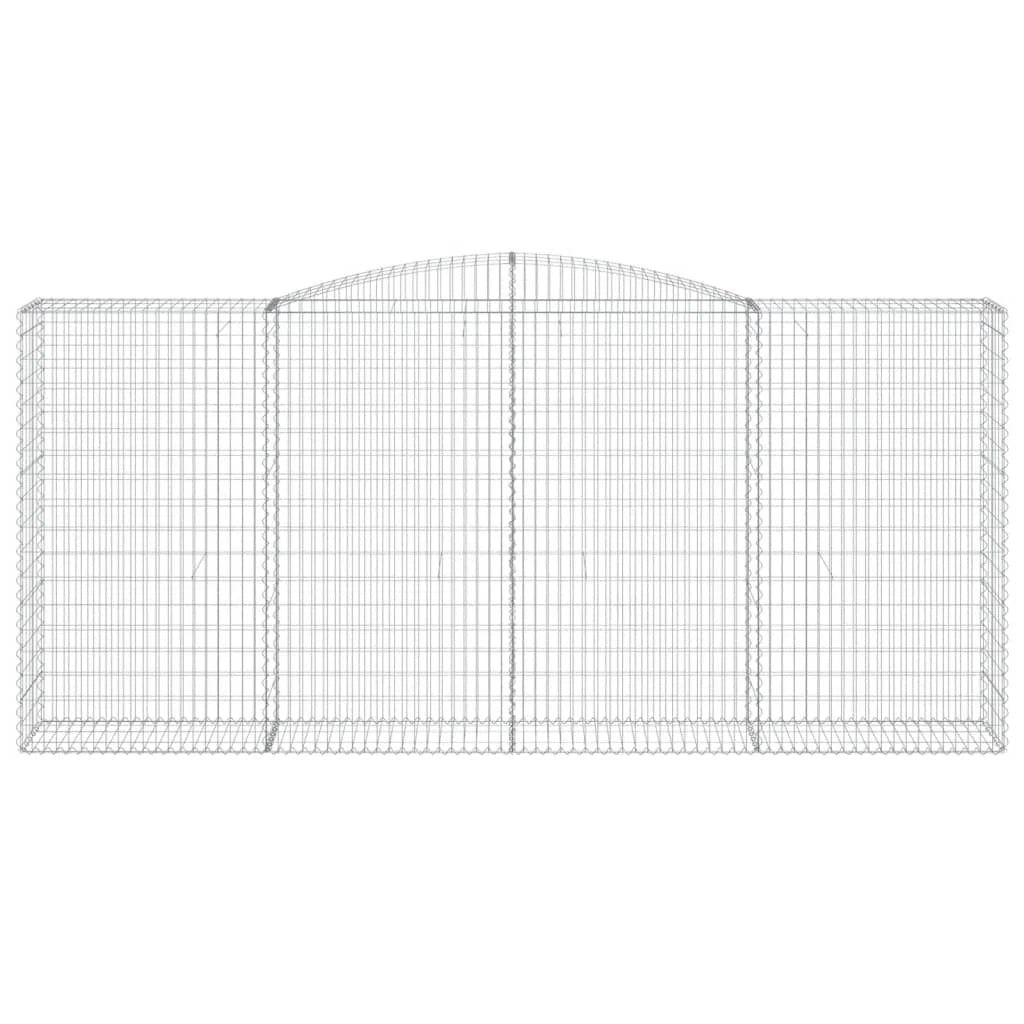 Cestini gabbioni recinzione a gabbia muro di contenimento ad arco 3 pezzi 400 x 50 x 180/200 cm ferro zincato argento 02_0040805